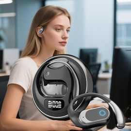 Wireless Headphones, Open Ear Headphones Wireless, Noise Cancelling Earphones for Running Gym Cycling Workout Travel Trucker Game Airplane