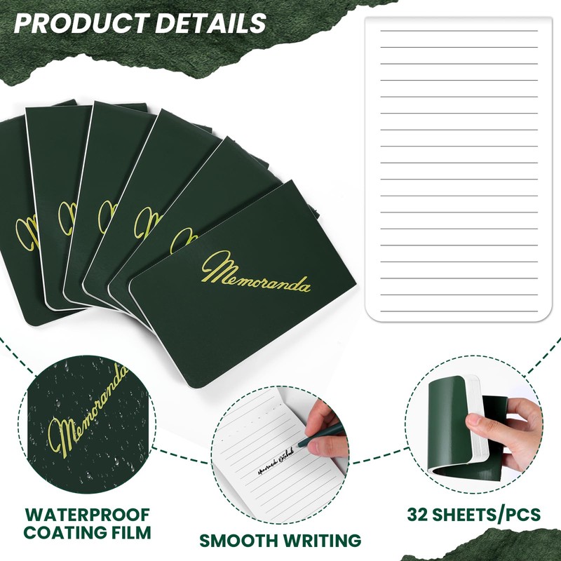 Faccito 24 Pcs Memoranda Notebook and Pen Set Green Military