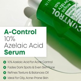 NINELESS-A-Control Azelaic Acid Serum 30ml | Sérum Facial con 10% de Ácido Azelaico, Niacinamida, Centella Asiática y Filtrado de Caracol | Reduce Imp