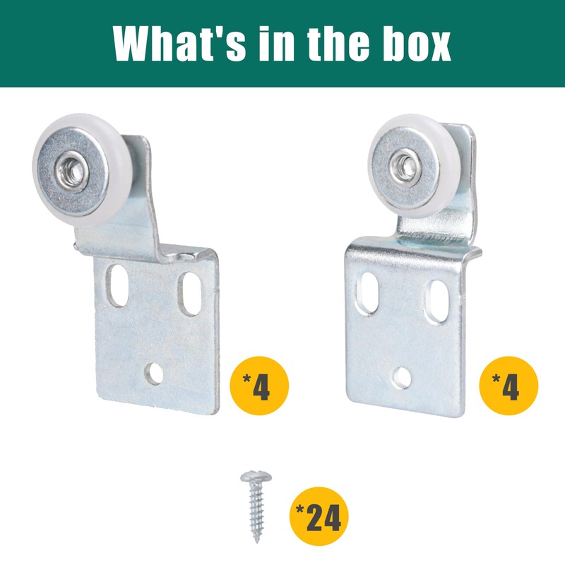 4 Pair Sliding Closet Door Roller Kit - Top Hung