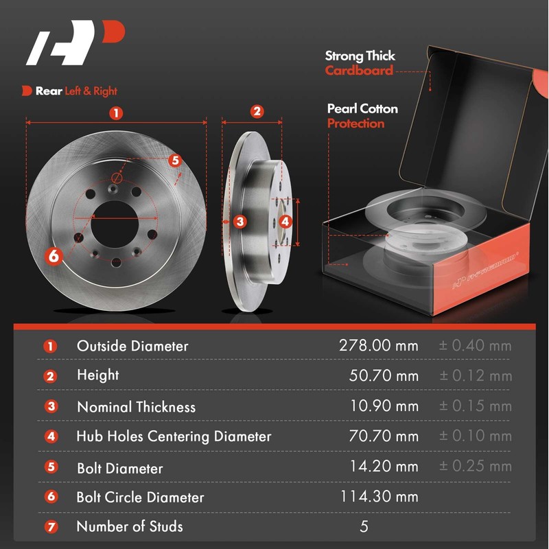 A-Premium Front Vented & Rear Solid Disc Brake Rotors +