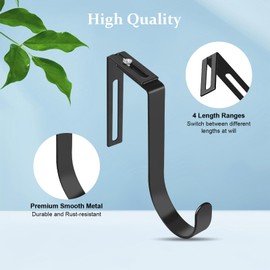 CENHANG Adjustable Cubicle Hooks, Over The Door Hooks, Premium Metal Cubicle Door Hangers, Fit 1 3/8" to 3 1/2" Panels Heavy Duty Holder for Clothes, Towels, Hats, Black, 5 Pcs