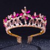Campsis Crystal Queen Crown Rhinestne Bridal Tiaras Pink Flower Princess