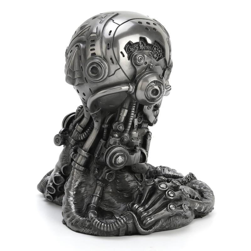Veronese Design 6 1/8" Cyberpunk Robotic Octopus Resin Sculpture Pewter