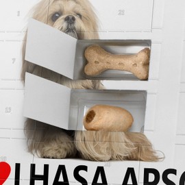 printplanet Dog Advent Calendar with Treats - Motif I Love Lhasa Apso - Christmas Calendar for Dogs - 2023