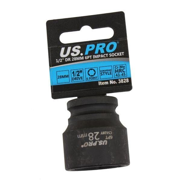 US PRO Tools 28mm Impact Socket 1/2" Drive 6 Point