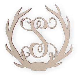 Jess and Jessica Wooden Deer Antler Monogram Letter S for Wall Decor or Door Hanger, Great for Gifts