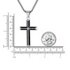 Rnivida Cross Necklace for Men, Silver Black Stainless Steel Beveled