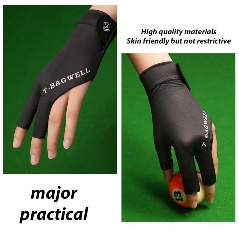 TSUOUKL Snooker Handschuhe,Pool Billard Handschuhe,Billiard Pool Cue Gloves,Rutschfeste Poolhandschuhe,Abriebfeste Poolhandschuhe,Verstellbare