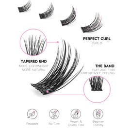 Jiocolor Natural Eyelash Clusters Fluffy Eyelash Extensions Wispy Eyelash Clusters 8 mm - 14 mm Individual Eyelash Extensions Natural Mink Cluster Eyelashes