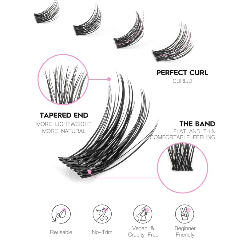 Jiocolor Natural Eyelash Clusters Fluffy Eyelash Extensions Wispy Eyelash Clusters