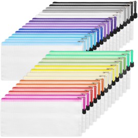 EOOUT - Estuche para lápices de 30 unidades de 9.5 x 4.5 pulgadas, pequeña bolsa de malla con cierre en 15 colores para billetes, almacenamiento de boletos de viaje y almacenamiento de suministros de