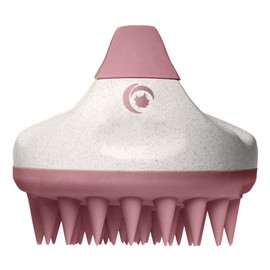 Hair Shampoo Brush and Scalp Exfoliator - Soft Silicone Scalp Massager Hair Growth Stimulator for Wet or Dry Hair - In Shower Scalp Scrubber for Dandruff Removal Made with Recycled Wheat Straw - Pink