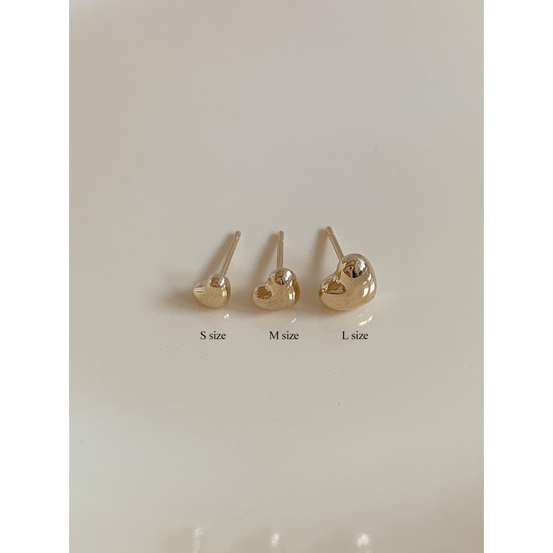 10k mini chubby heart earrings 3 sizes simple gold L