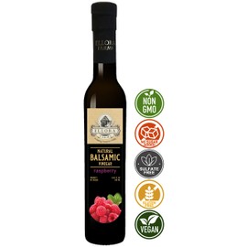 Ellora Farms, Fresh Raspberry Infused Thick Balsamic Vinegar, All Natural, No-Additives, No-Added Sugar, No-Preservatives, Italian Dark Glass Bottle, 8.45 oz., Pack of 1