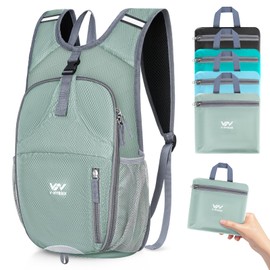 VHYBRIX 15L Hiking Backpack - Lightweight Small Packable Daypack Travel Outdoor Foldable Shoulder Bag Camping Hiking Backpack for Women Men - Grey