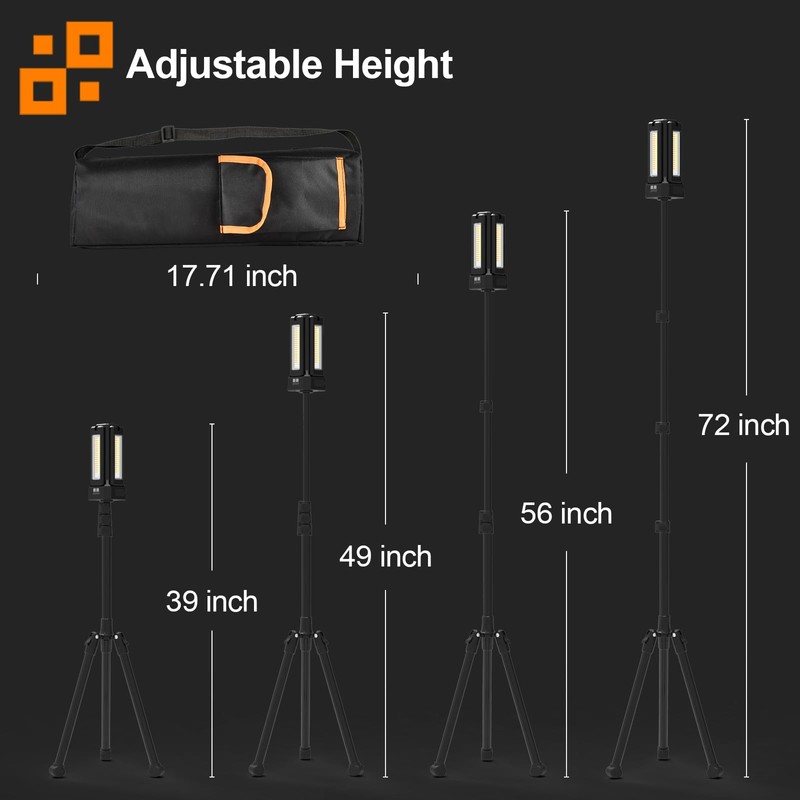 13200mAh Rechargeable Solar Work Light with Folding Stand and Carrying