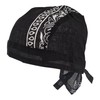 Black Paisley Zandana Tie Bandana Style Fitted Skull Cap Biker