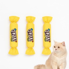 PetPrana Catnip Candy Toys for Indoor Cats – 3-Pack Crinkle Cat Toys with Catnip Pouches, Durable Canvas & Soft Filling, Cat Chew Toys for Kittens & Adults (Yellow)