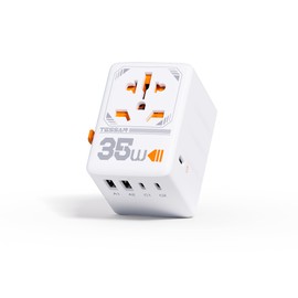 TESSAN 35 W Travel Adapter Worldwide with USB C, Quick Charge USB C Adapter, Travel Plug Adapter Worldwide with 3 USB C and 2 USB A, Travel Adapter for USA UK Italy Thailand Canada Ireland Australia