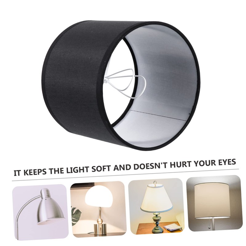 ORFOFE Linen Lampshade Large Black Cylinder Lampshade Home Decor Lamp