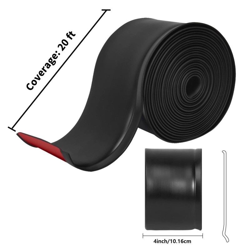 Art3d PVC Flexible Peel&Stick Skirting,Basebord,4inch x 20ft Black