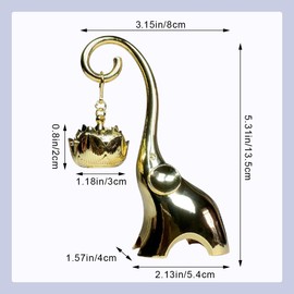Elephant Shape Incense Holder Small Inscent Cone Burner Calligraphy Style Closed Incense for Incense Cones Home Office Zen Aromatherapy Ornament Meditation Spa Decoration (Gold)