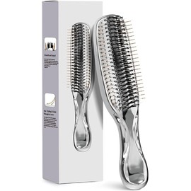 Kufany ヘアブラシ くし ウェットブラシ ブラシ ミニ ブロードライコームブローブラシ スタイリング ヘアケアブラシ くし 髪の毛 サラサラ 乾湿両用 ス抜け髪予防 絡まない 美髪 静電気防止ヘアブラシ 縮れを減らす サラツヤ 髪質改善 ギフト 女性 誕生日プレゼント女性 シルバー 06