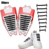 80pcs Silicone Lazy Shoelaces Elastic Black No Tie Shoe Laces