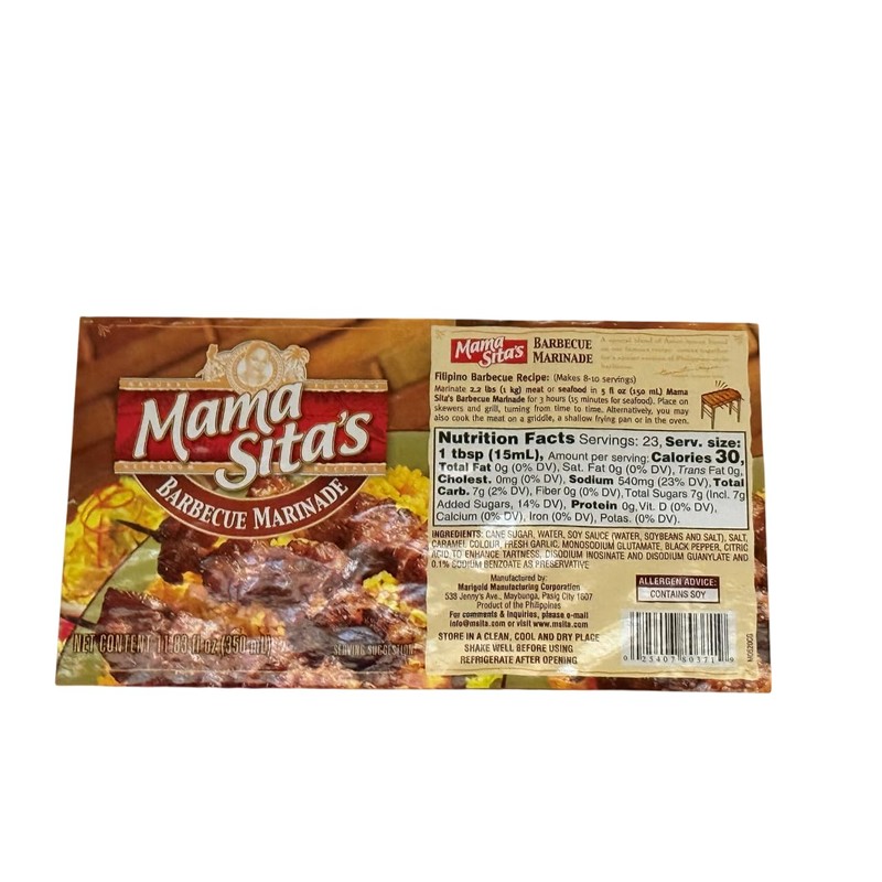 Mama Sitas Barbecue Marinade - 11.83 fl. oz (Pack of