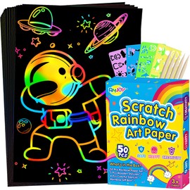 RMJOY Rainbow Scratch Paper Art for Kids: 60PCS Magic Arts Crafts Gifts Toys for Girls Boys Ages 4 5 6 7 8 9 Games Activities for Birthday Family Fathers Day Christmas Stocking Stuffers Easter(Boys)