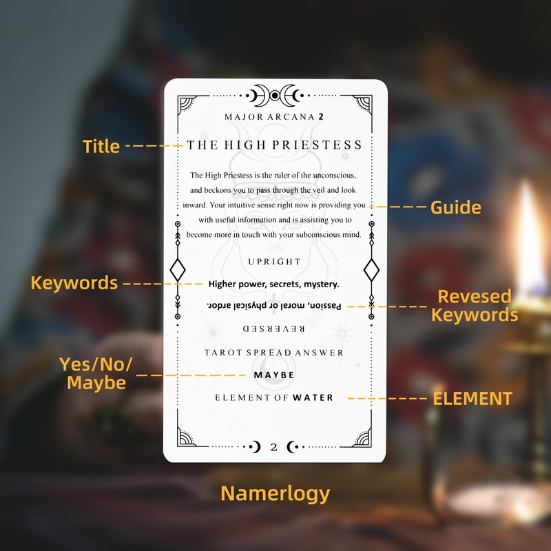 GINCEVHY 78 Clear Text Pattern Tarot Cards, Classic Tarot Learning