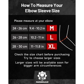 MANUEKLEAR 5mm Neoprene Weight Lifting Elbow Sleeves for Men (1 Pair), Elbow Sleeves Weightlifting Men with 2 Adjustable Compression Straps for Bench and Powerlifting & Weightlifting