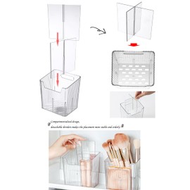 Set Of 2 Storage Organizer Bins Wall Mounted Shower Caddy, Bathroom shelves Stackable Clear Plastic Toothbrush Holder Adhesive Hanging Bin for Bathroom, Kitchen, Cabinet, Shower BPA Free Small (Clear)