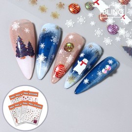 Snowman Christmas stockings white bear nail stickers / 눈사람 크리스마스 양말 하얀곰 네일스티커