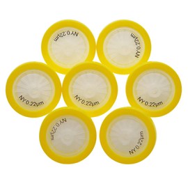 AMTAST Syringe Filter, Hydrophobic Nylon Syringe Filter, Non-Sterile Laboratory Syringe Filter (Nylon, 25 mm Diameter 0.22 um Pore Size, Pack of 10)