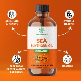 MAANI ESSENCE 100ML LARGE ORGANIC SEA BUCKTHORN OIL 100% PURE AND NATURAL NON GMO  MADE IN USA