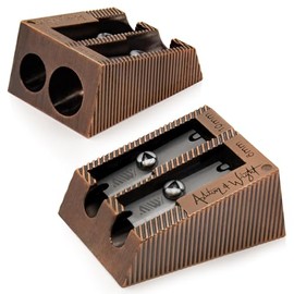 Ashton and Wright Metal Sharpener | Pencil Sharpeners | Ideal for School, Office, Work, Home Stationery (Antique Copper, Double Hole)