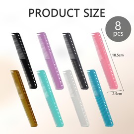 8 PCS Hair Cutting Comb, Multi Function Carbon Combs for Hair Stylist, Professional Design, Medium snd Fine Teeth, Suitable for Men and Women Haircutting (Multi Color)