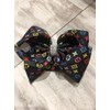 Designer-Inspired Hair Bow with Rhinestone Center, 7.5 Inch, Black Multicolor