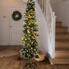 7.5ft Flocked Pencil Christmas Tree with Warm String Lights Pine