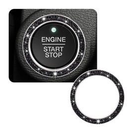 SHMZK Car Bling Crystal Rhinestone Engine Start Ring Decals, Sparkling Diamond Car Push Start Button Ignition Ring Sticker, Auto Key Ignition Knob Ring Decoration for Women Girls (Black)