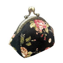 POPUCT Retro Women's Cute Classic Exquisite Buckle Coin Purse(Black)