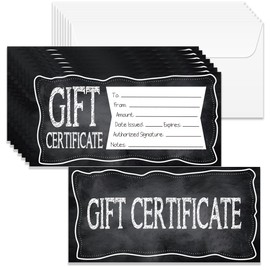 Doodlream 40 Sets Gift Certificate for Business, Blank Gift Cards Certificates with Envelopes, 17 x 8.5 cm Black Blackboard Cards Vouchers for Holiday, Birthday, Restaurant, Spa Makeup Salon