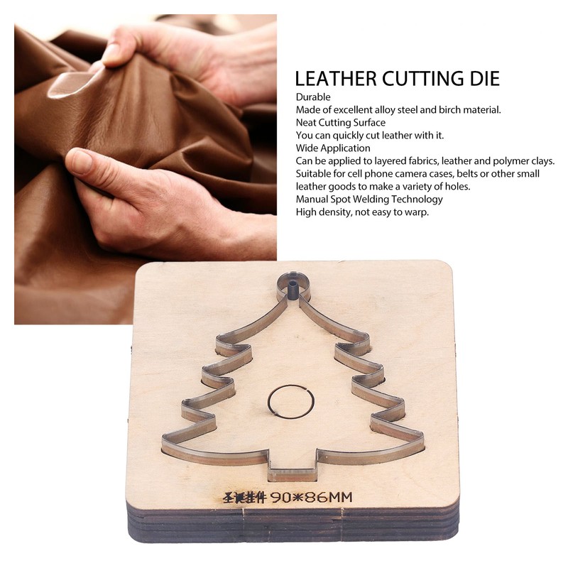 Leather Cutting Die Christmas Tree Alloy Steel and Birch Wood