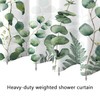 Yeele Green Shower Curtain, Plant Shower Curtain Teal Leaves Shower