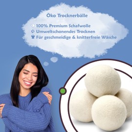 Small Planet AMZ® Öko Trocknerbälle [TÜV SÜD geprüft] energiesparend und plastikfrei - 100% neuseeländische Premium Schafwolle - Trocknerbälle für Wäschetrockner 6er-Set