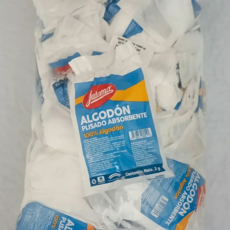Algodón Absorbente Plisado 3 Gr Jaloma Con 100 Bolsas De