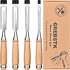 GREBSTK 4-Piece Ultra-Sharp Wood Chisel Set, CR-V Steel Beveled Blades