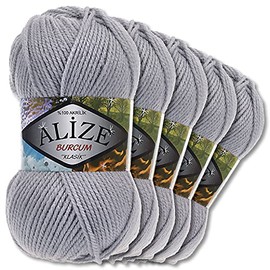 5 x Alize 100 g Burcum Classic Wool (Grey 253)